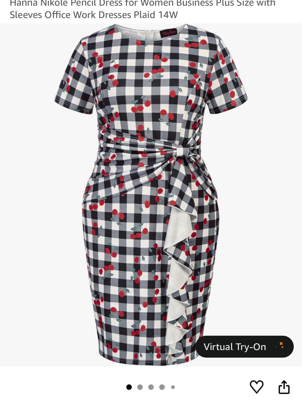 Hanna Nikole Pencil Dress Plaid with Cherrys